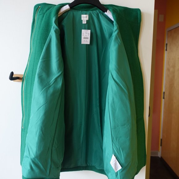 J.Crew Factory #AB946 New City Cocoon Coat Alpine Green 0P 0 Petite - Picture 8 of 15